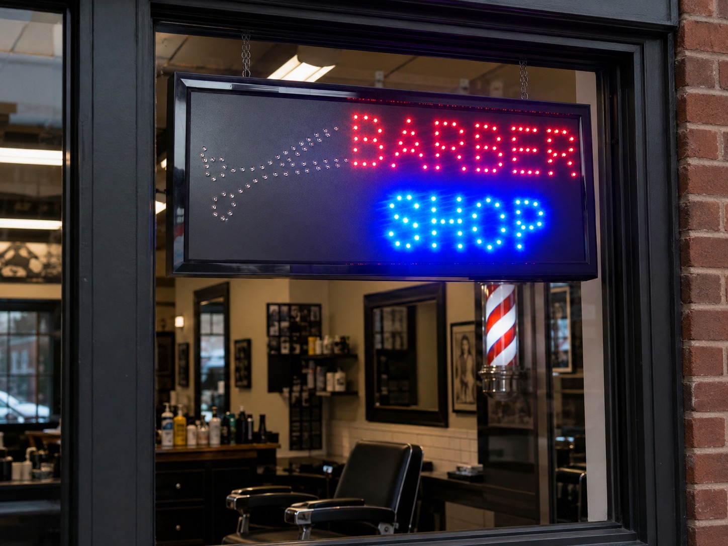 Large 2 mode Flashing BARBER Hairdressing led new window Shop signs