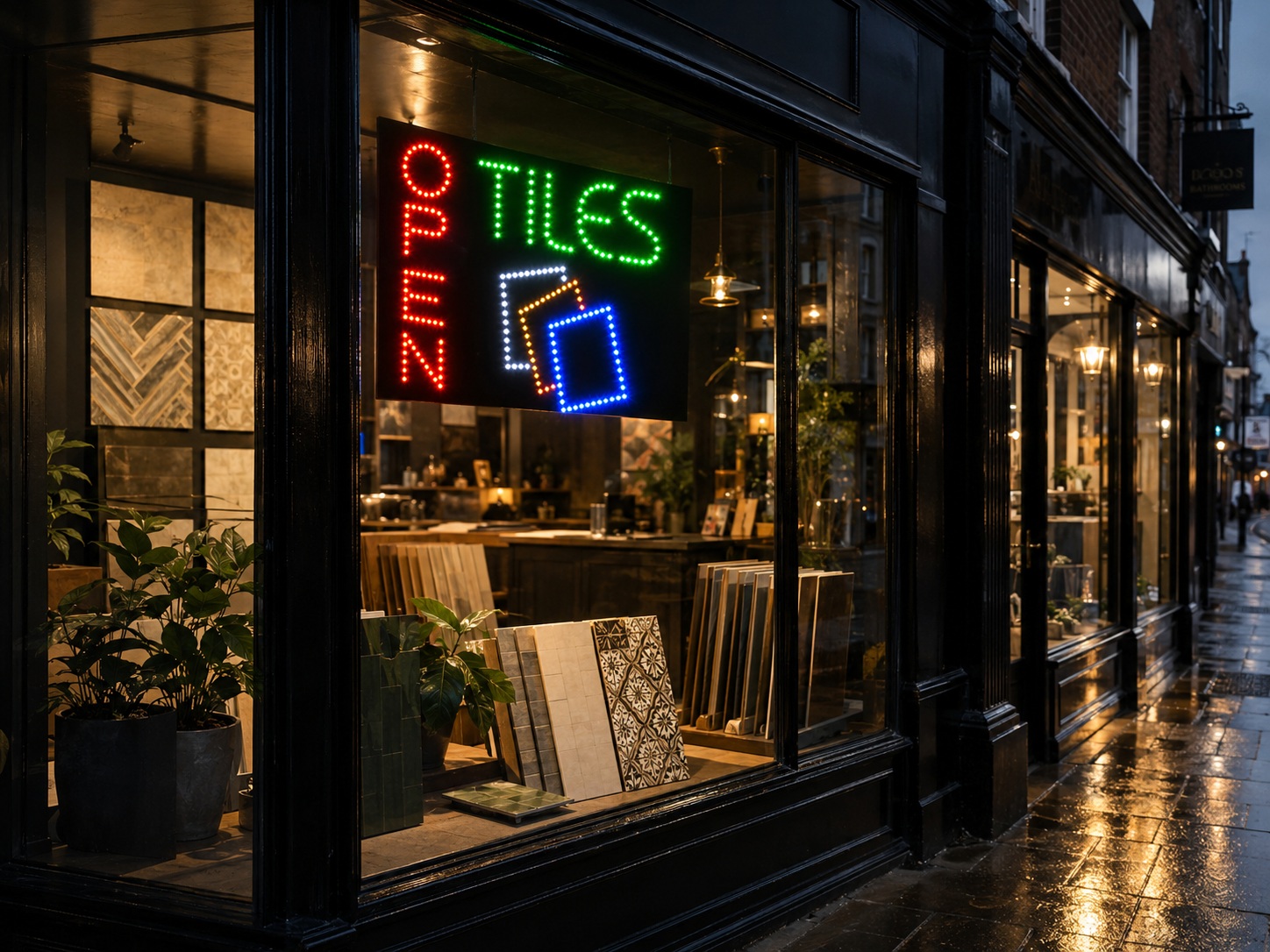 QUALITY FLASHING OPEN TILES LED new window shop signs
