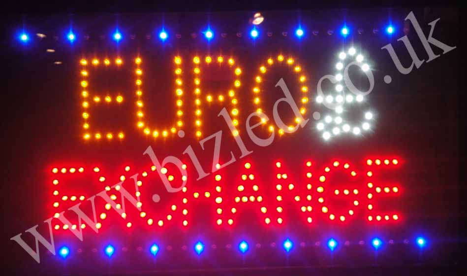 QUALITY FLASHING EURO EXCHANGE £ LED new window shop signs